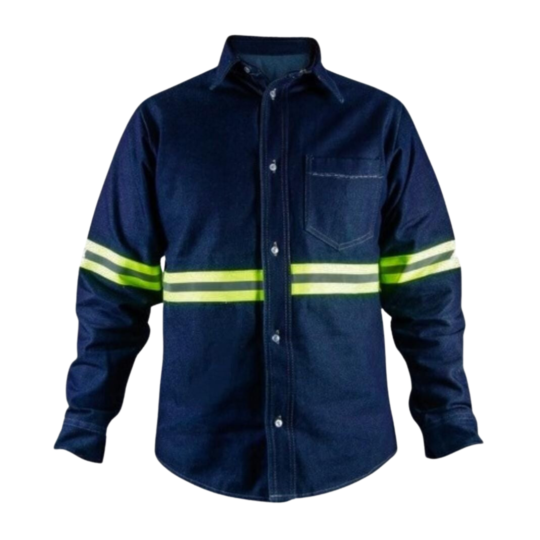 Camisa 08” Oz C/Bolsas Reflejante Textil Naranja/Verde