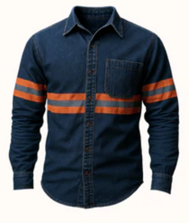 Camisa 08” Oz C/Bolsas Reflejante Textil Naranja/Verde